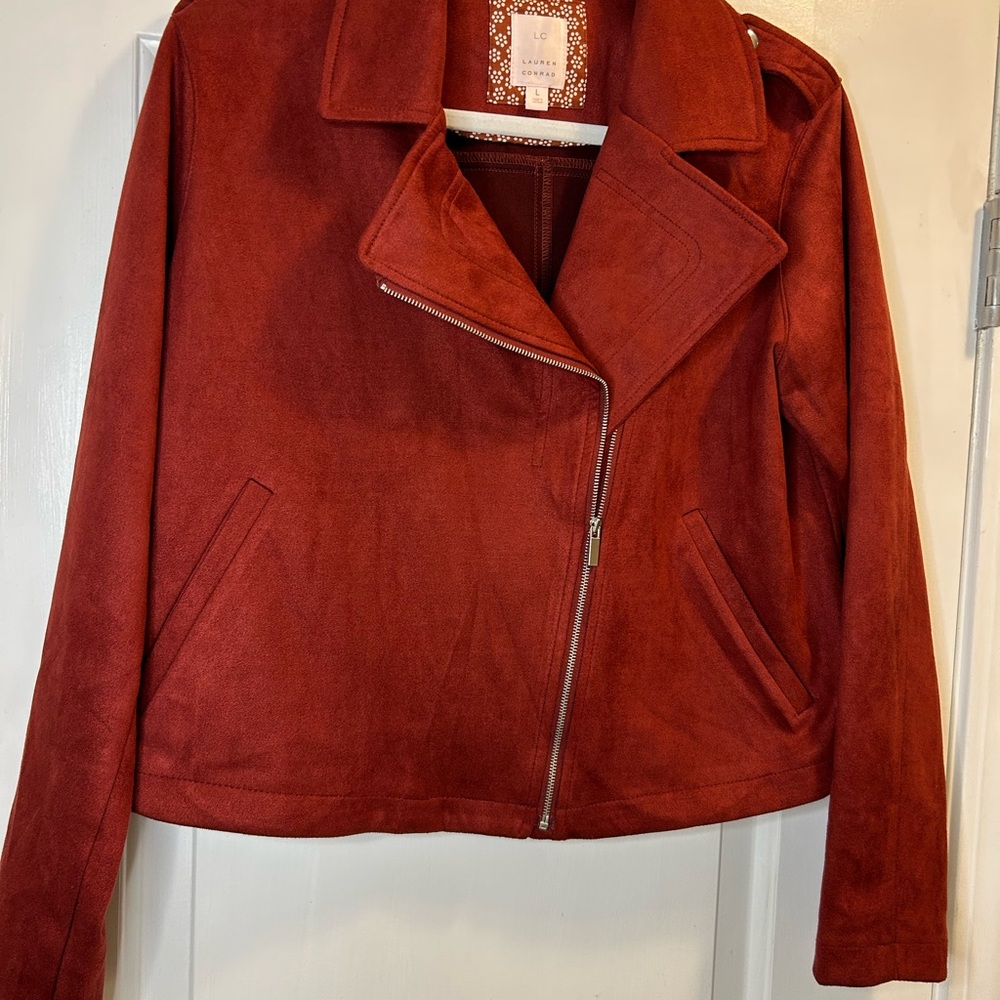 LC Lauren Conrad Women's Red Leather Jacket